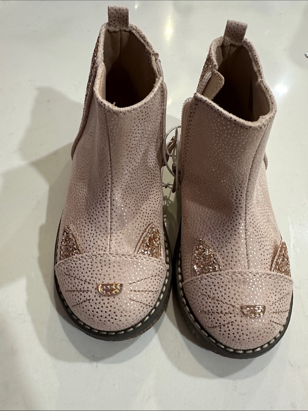 Harper Canyon Kids Pink Sparkle Cat Face Ankle Boots NWT